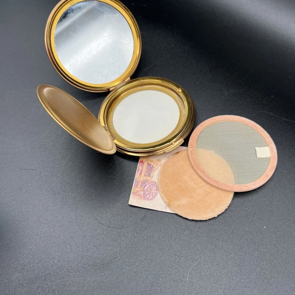 VTG Stratton England Gold Enamel Powder Compact Mirror Crown Crowns Of‎ England